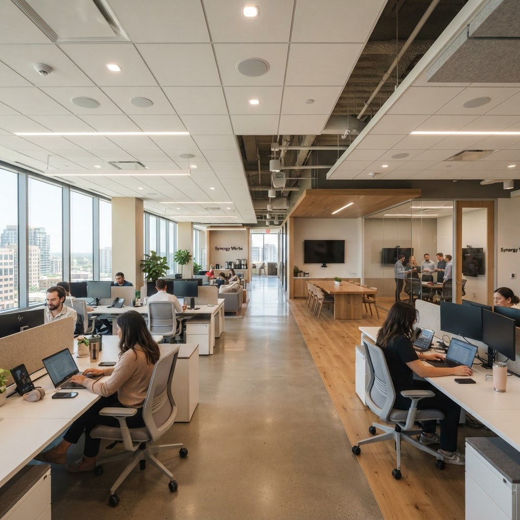 Modern finished open-plan office interior